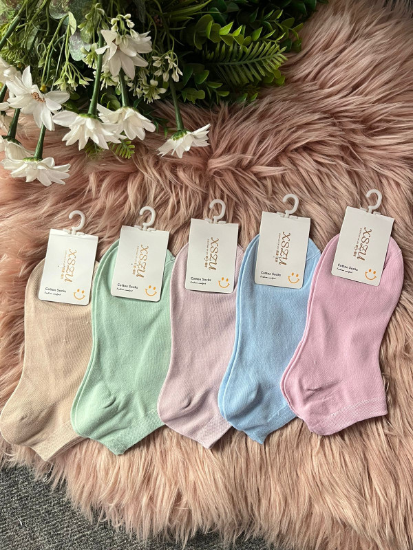 5 pairs Combo Plain Comfort Ankle Socks For Women