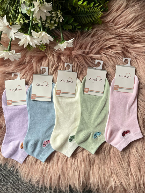 5 pairs Combo Heart print Ankle Socks For Women