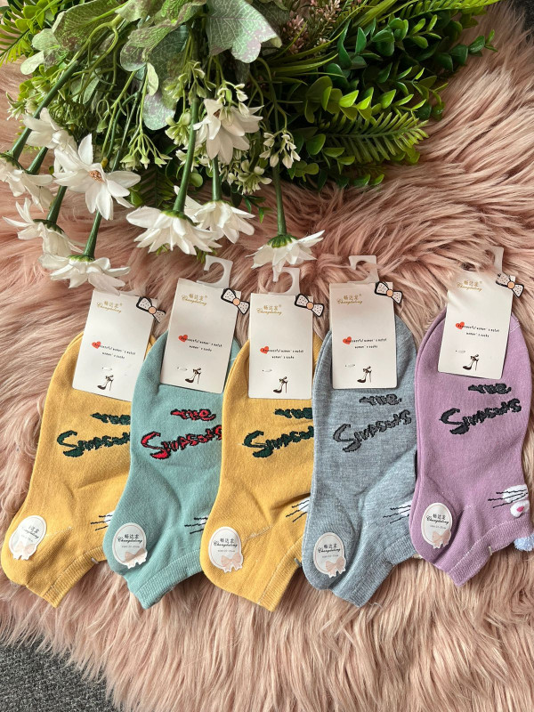 5 pairs Combo  Mix Ankle Socks For Women