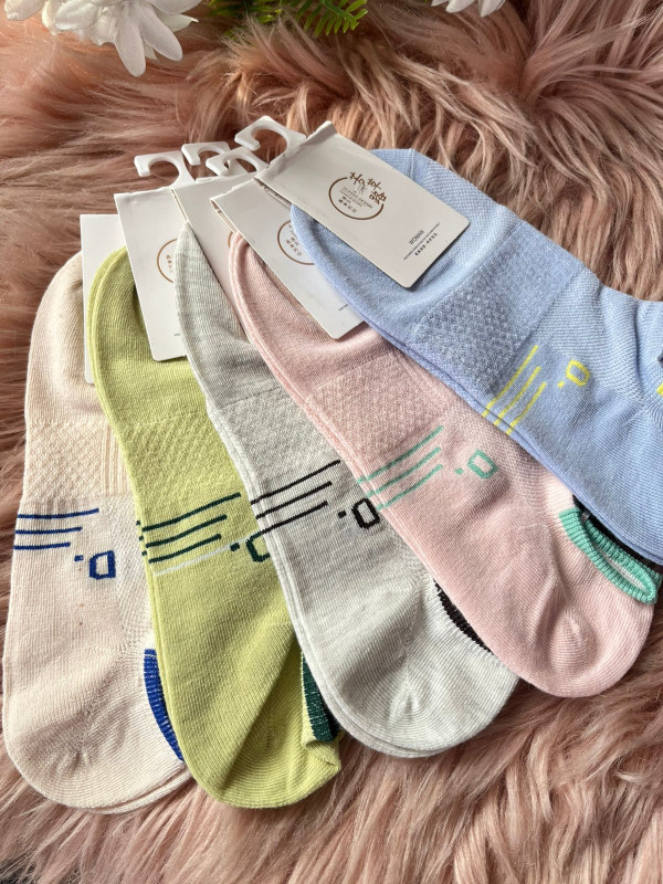5 pairs Combo Classic Ribbed Crew Ankle Socks For Women