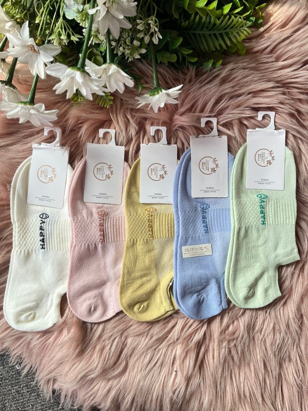5 pairs Combo Happy Printed Ankle Socks For Women
