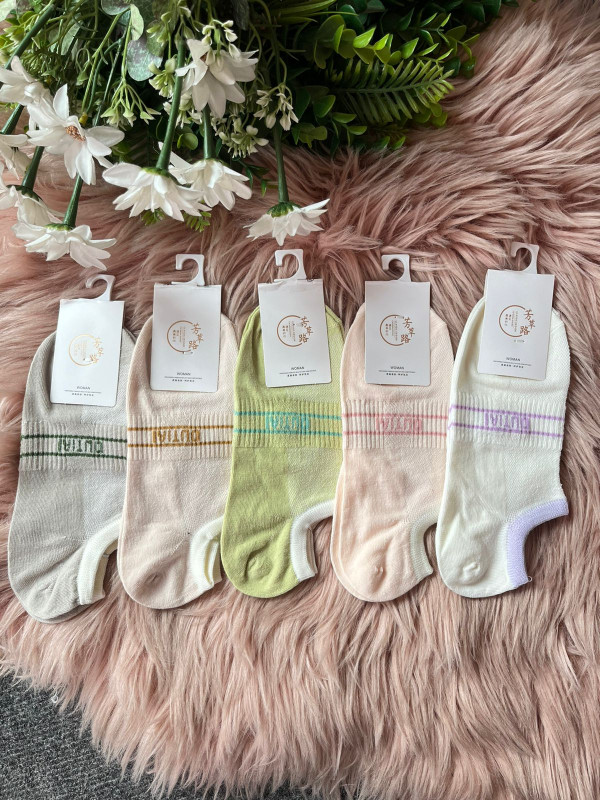 5 pairs Combo Outial  Ankle Socks For Women