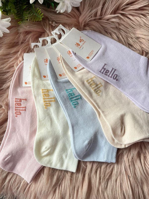 5 pairs Combo Hello Printed Ankle Socks For Women