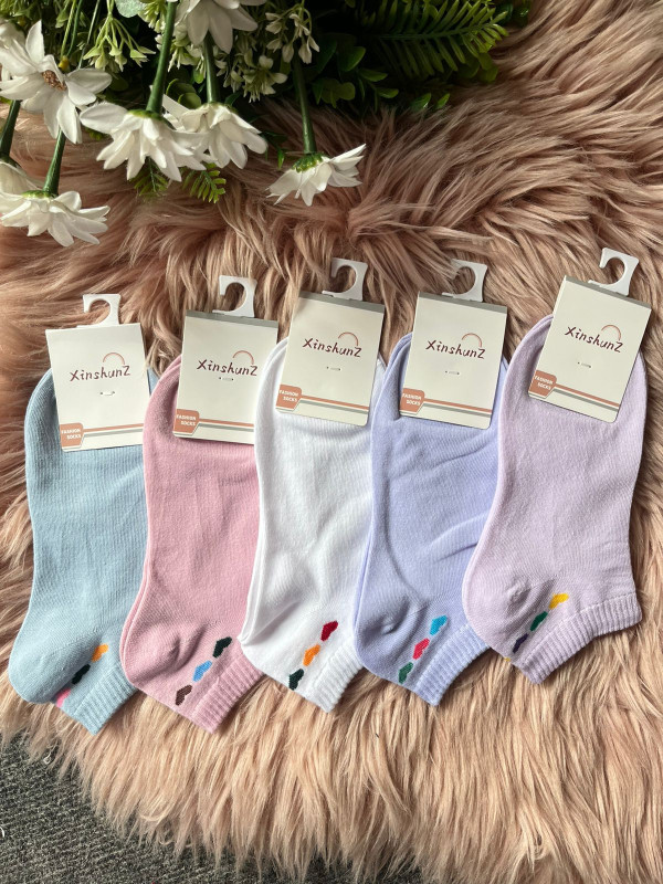 5 pairs Combo Cute Little Heart print Ankle Socks For Women