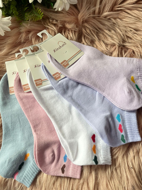 5 pairs Combo Cute Little Heart print Ankle Socks For Women