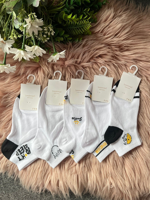 5 pairs Combo Everyday Crew Ankle Socks For Women